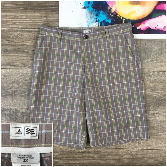 adidas plaid golf shorts